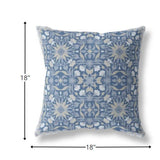 18” Blue Gray Paisley Indoor Outdoor Throw Pillow