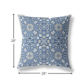 18” Blue Gray Paisley Indoor Outdoor Throw Pillow