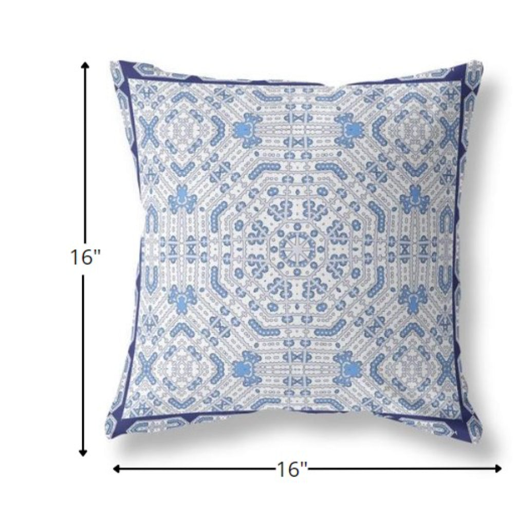 16” Blue Gray Geostar Indoor Outdoor Throw Pillow