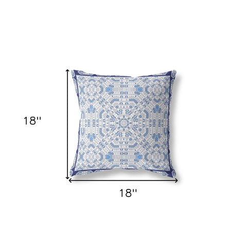 18” Blue Gray Geostar Indoor Outdoor Throw Pillow