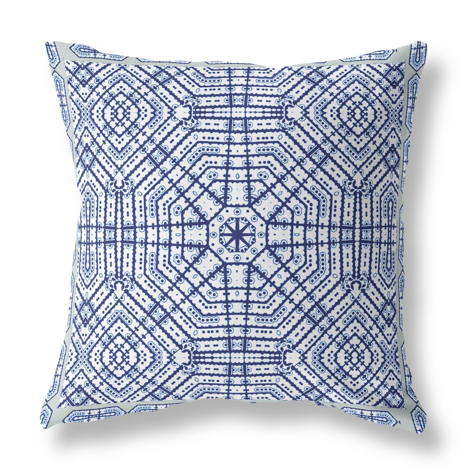 18” Navy White Geostar Indoor Outdoor Throw Pillow