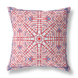 16” Red White Geostar Indoor Outdoor Throw Pillow