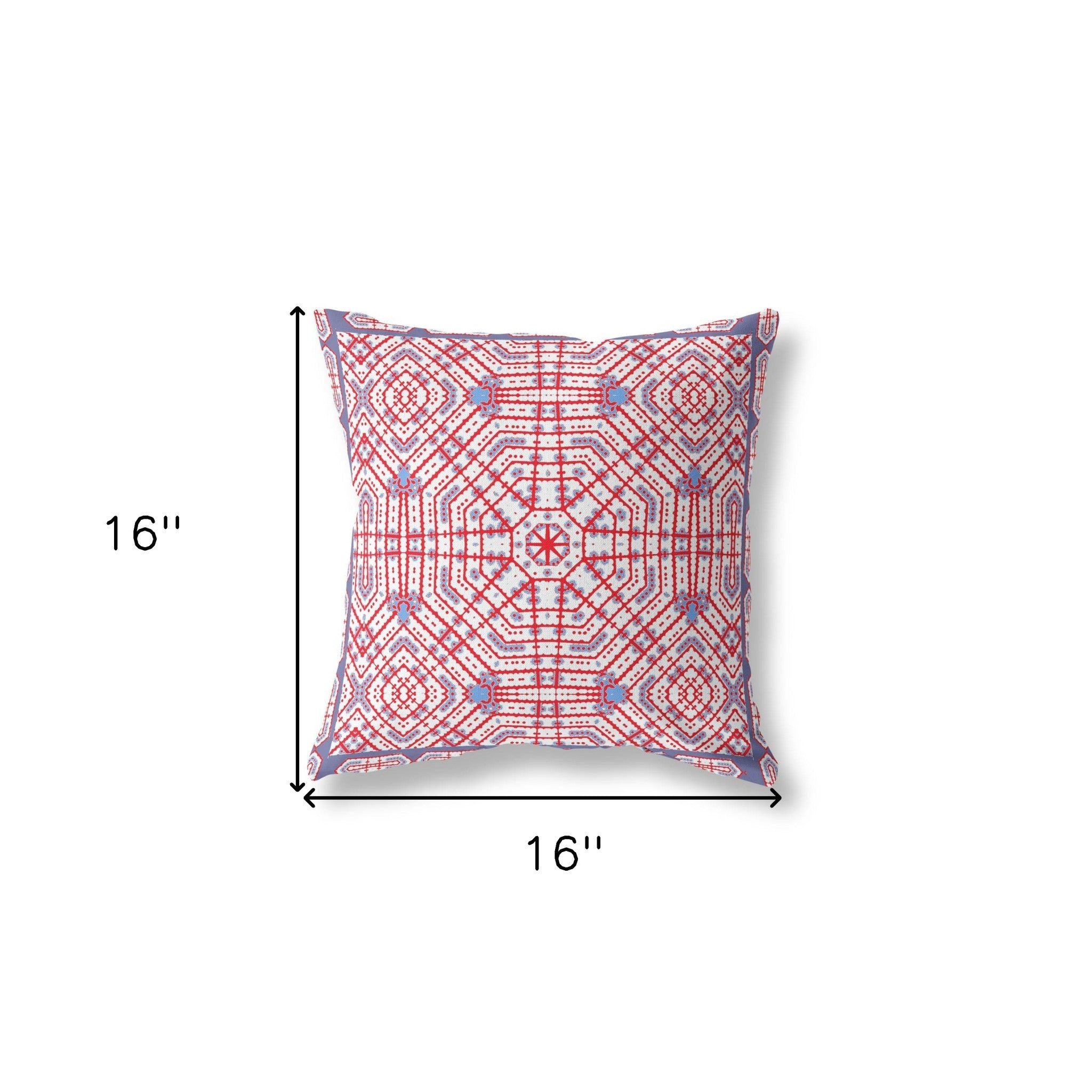 16” Red White Geostar Indoor Outdoor Throw Pillow