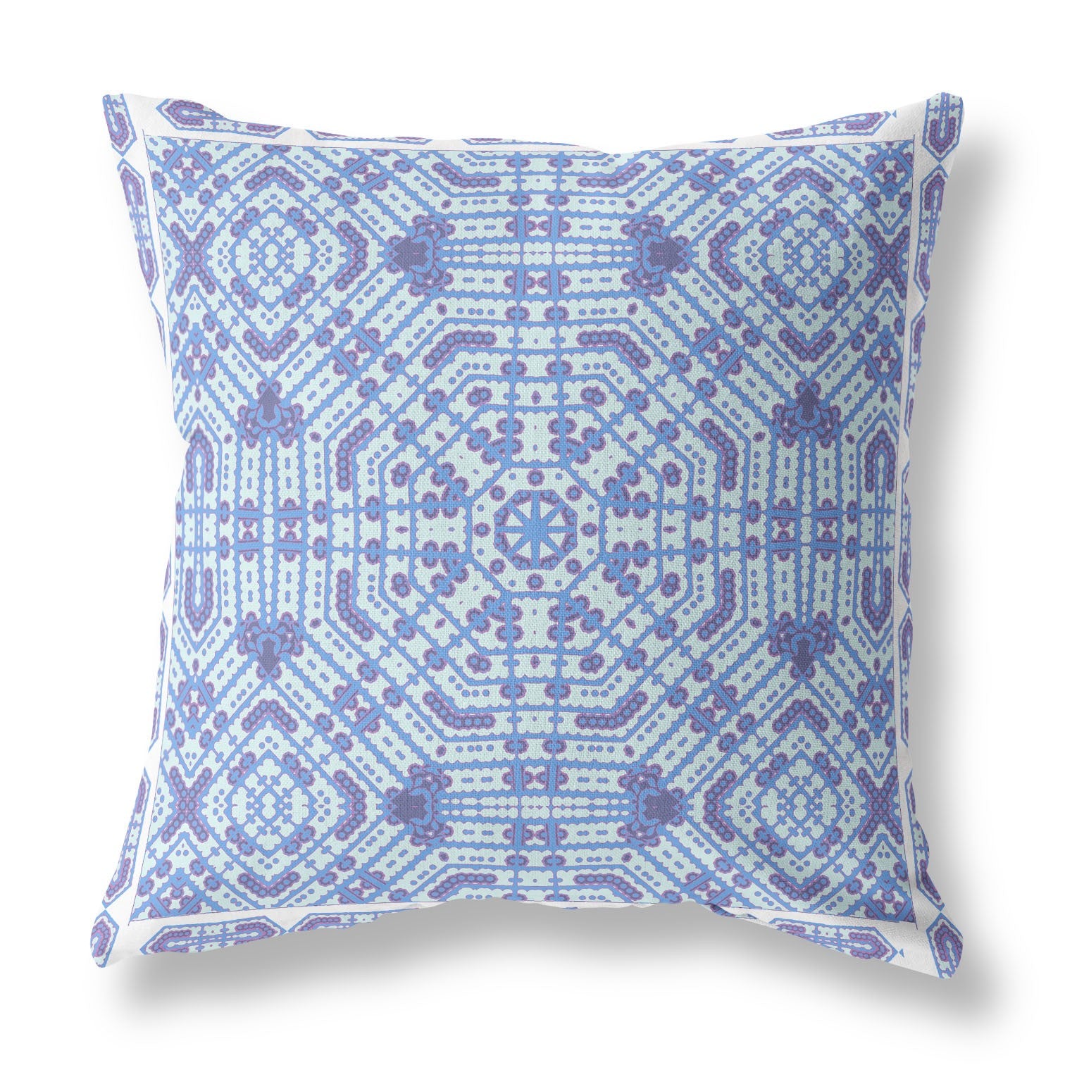 16” Cyan Blue Geostar Indoor Outdoor Throw Pillow