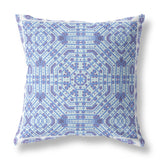 16” Cyan Blue Geostar Indoor Outdoor Throw Pillow