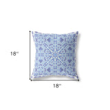 18” Cyan Blue Geostar Indoor Outdoor Throw Pillow