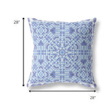 18” Cyan Blue Geostar Indoor Outdoor Throw Pillow