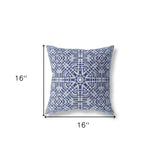 16” Indigo Blue Geostar Indoor Outdoor Throw Pillow