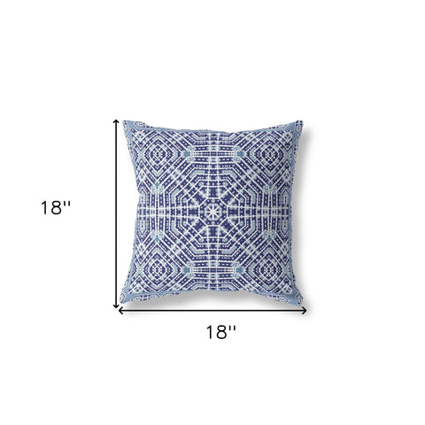 20” Indigo Blue Geostar Indoor Outdoor Throw Pillow