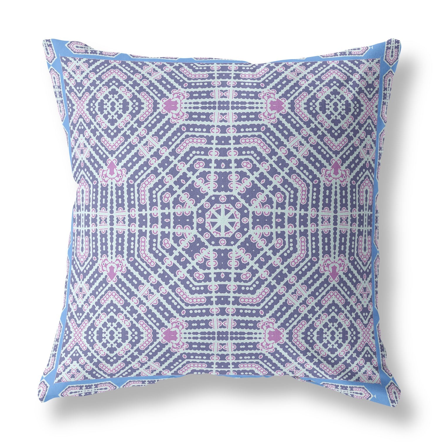 16” Lilac Blue Geostar Indoor Outdoor Throw Pillow