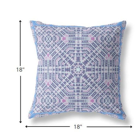 26” Lilac Blue Geostar Indoor Outdoor Throw Pillow