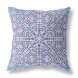 26” Lilac Blue Geostar Indoor Outdoor Throw Pillow