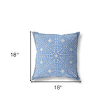 20” Blue White Geostar Indoor Outdoor Throw Pillow