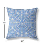 20” Blue White Geostar Indoor Outdoor Throw Pillow