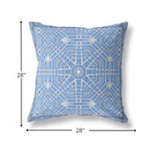 20” Blue White Geostar Indoor Outdoor Throw Pillow