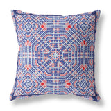 18” Blue Red Geostar Indoor Outdoor Throw Pillow