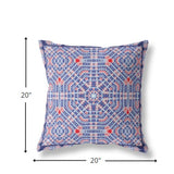 18” Blue Red Geostar Indoor Outdoor Throw Pillow