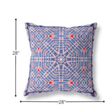 18” Blue Red Geostar Indoor Outdoor Throw Pillow