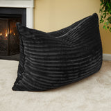 73" x 52" Black Faux Fur Sofa Sack Bean Bag Lounger