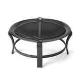 Black Steel Round Wood Burning Fire Pit