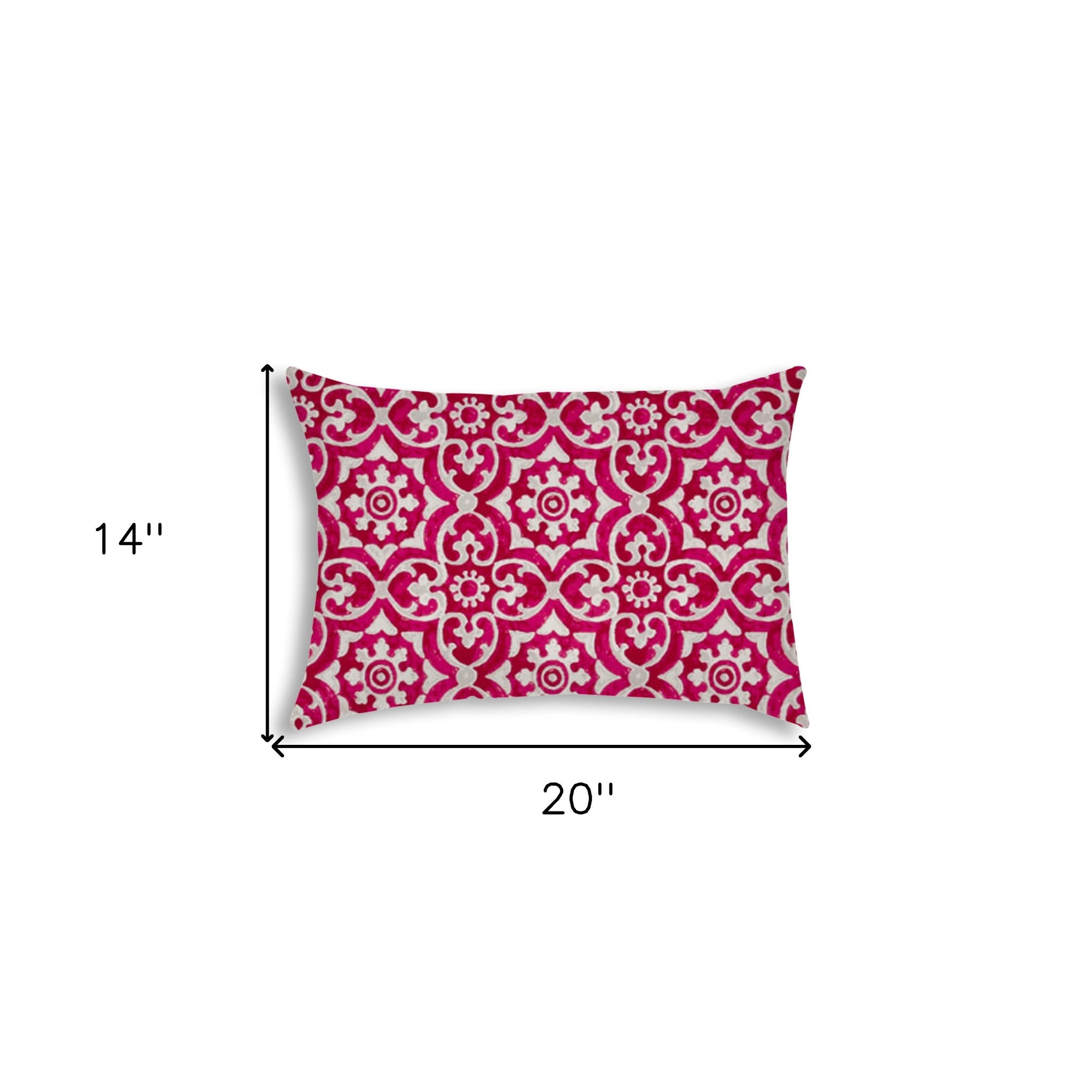 Pink Medallion Indoor Outdoor Sewn Lumbar Pillow