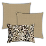 Set Of Three 18" X 18" Brown And Tan Blown Seam Solid Color Throw Indoor Outdoor Pillow