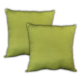 Set Of Three 18" X 18" Green And White Blown Seam Floral Throw Indoor Outdoor Pillow