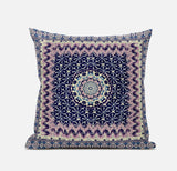 20" X 20" Grey And Blue Blown Seam Floral Indoor Outdoor Throw Pillow