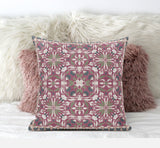 20"x20" Pink Green Blown Seam Suede Paisley Throw Pillow