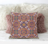 16" X 16" Orange And White Blown Seam Paisley Indoor Outdoor Throw Pillow