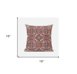 16" X 16" Orange And White Blown Seam Paisley Indoor Outdoor Throw Pillow