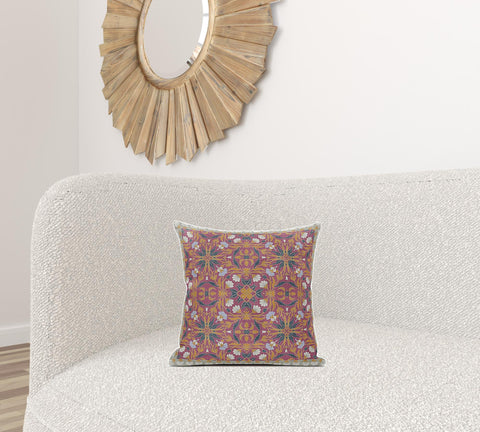 16" X 16" Orange And White Blown Seam Paisley Indoor Outdoor Throw Pillow