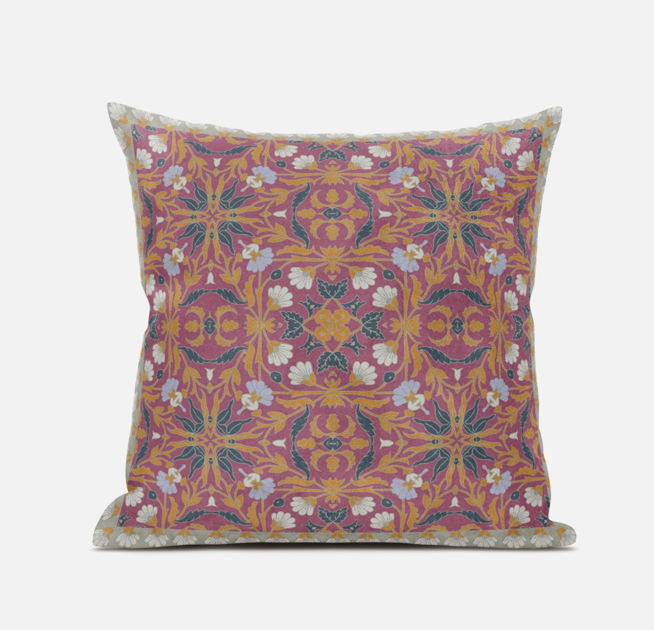 18" X 18" Orange And White Blown Seam Paisley Indoor Outdoor Throw Pillow