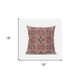 18" X 18" Orange And White Blown Seam Paisley Indoor Outdoor Throw Pillow