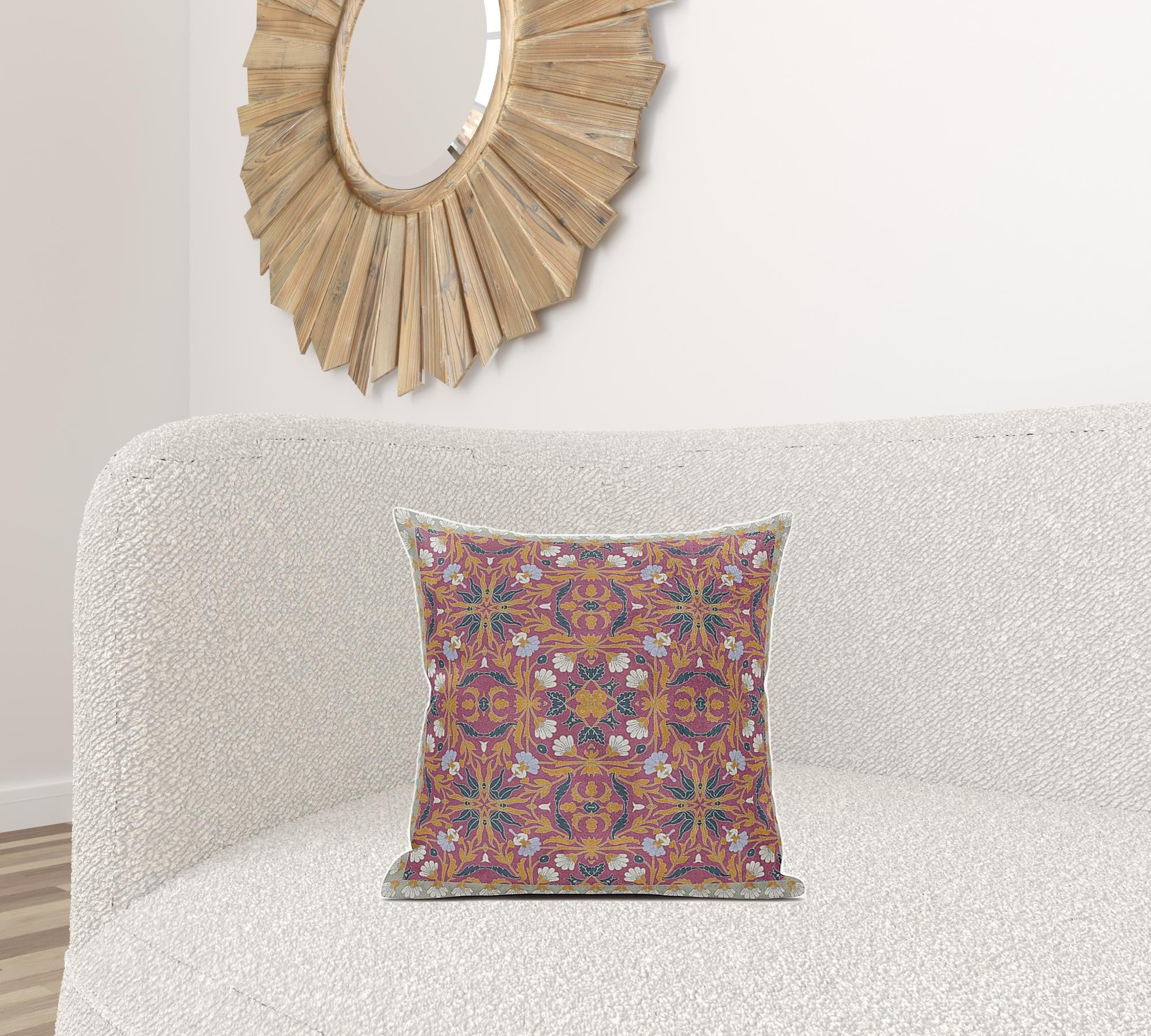 18" X 18" Orange And White Blown Seam Paisley Indoor Outdoor Throw Pillow