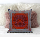 16" X 16" Red And Gray Blown Seam Geometric Indoor Outdoor Throw Pillow