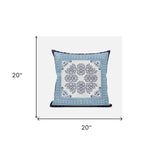 20" X 20" Light White Blown Seam Geometric Indoor Outdoor Throw Pillow