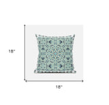 18" X 18" Blue And Green Blown Seam Geometric Indoor Outdoor Throw Pillow