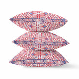 16" X 16" Red And Blue Blown Seam Geometric Indoor Outdoor Throw Pillow