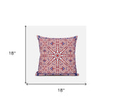 18" X 18" Red And Blue Blown Seam Geometric Indoor Outdoor Throw Pillow