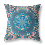 20"x20" Blue And Pink Zippered Suede Geometric Throw Pillow