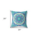 20"x20" Blue And Purple Zippered Suede Geometric Throw Pillow