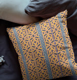 18" X 18" Brown And Yellow Zippered Geometric Indoor Outdoor Throw Pillow