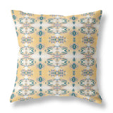 16" X 16" White And Yellow Zippered Geometric Indoor Outdoor Throw Pillow