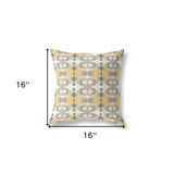 16" X 16" White And Yellow Zippered Geometric Indoor Outdoor Throw Pillow