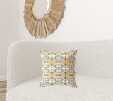 18" X 18" White And Yellow Zippered Geometric Indoor Outdoor Throw Pillow