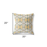 18" X 18" White And Yellow Zippered Geometric Indoor Outdoor Throw Pillow