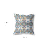 16" X 16" Off White And Brown Zippered Geometric Indoor Outdoor Throw Pillow