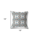 18" X 18" Off White And Brown Zippered Geometric Indoor Outdoor Throw Pillow