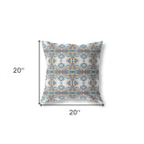 18" X 18" Off White And Brown Zippered Geometric Indoor Outdoor Throw Pillow